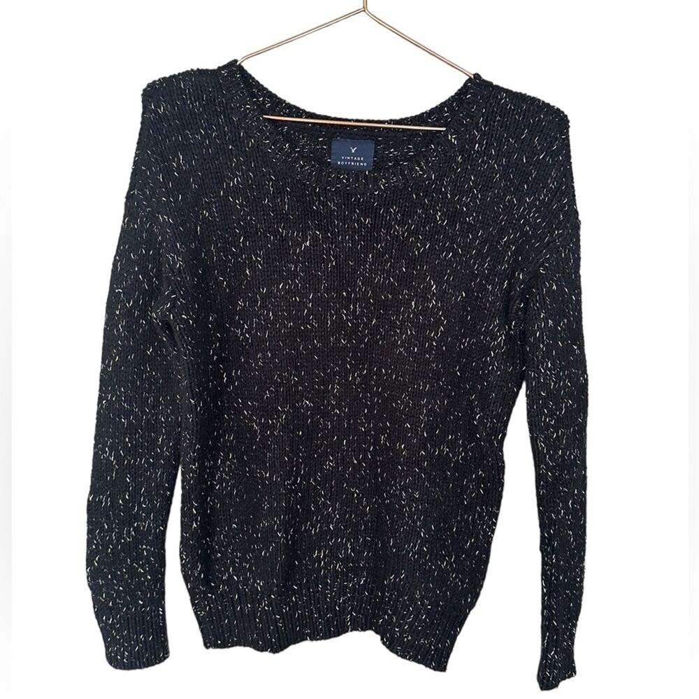 American Eagle Vintage Boyfriend black with gold thread Sweater size XS